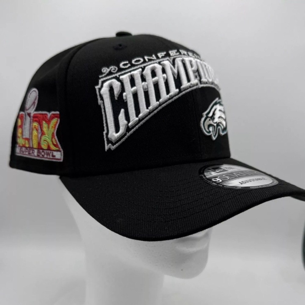 Philadelphia Eagles Conference Champions Super Bowl LIX Black Adjustable Hat